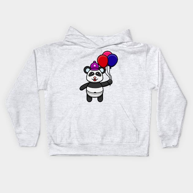 Sticker and Label Of Cute Baby Panda Bring Balloons Kids Hoodie by tedykurniawan12